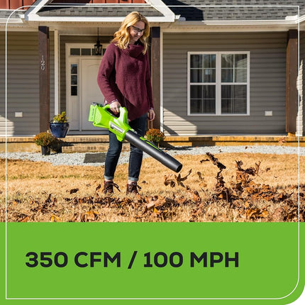Greenworks 40V 16" Brushless Cordless (Push) Lawn Mower + Blower (350 CFM), 4.0Ah Battery and Charger Included (75+ Compatible Tools)