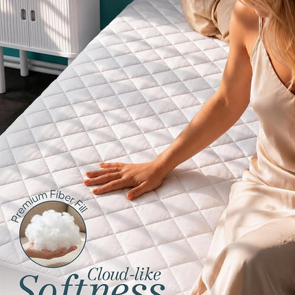 Quilted Mattress Topper, King size fits 40cm deep, Soft Mattress Pad