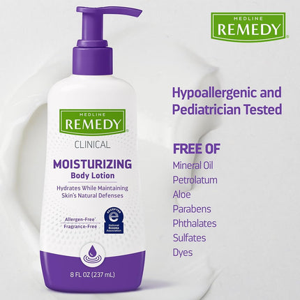 Remedy Dermatology Series Moisturizing Body Lotion for Dry Skin, Moisturizer for Body, Hands, and Feet, 8 fl oz