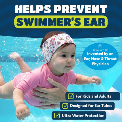 EAR BAND-IT Ultra Tie Dye Swimming Headband ? ONLY Swim Ear Band Invented by ENT Doctor ? Block Water Secure Earplugs ? Kid & Adult Sizes ? Recommended Water Protection for Bath, Shower, Pool, Beach (Small Ages 1-3)