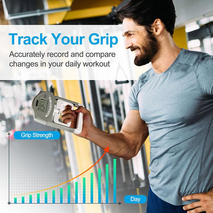 Handeful Grip Strength Tester - Dynamometer Handgrip Measurer Meter, Handheld Strengthener Exerciser for Sports, School, and Home Use (90KG Grey Dynamometer Only)