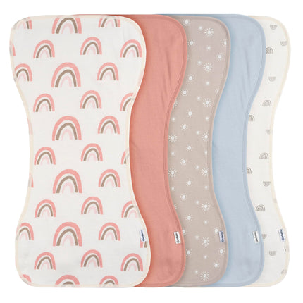 Gerber Baby Unisex Burp Cloths 5-Pack, Pink Rainbo