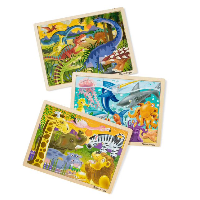Melissa & Doug Jigsaw Puzzle Bundle (Dinosaur,Safa