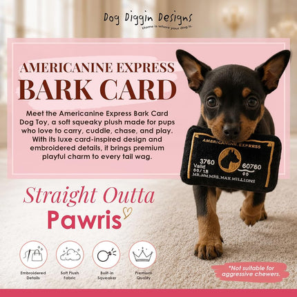 Collection de Cartes de Crédit Dog Diggin Designs | Jouets en peluche couineurs parodiques uniques pour chiens – Ne sortez jamais sans elle
