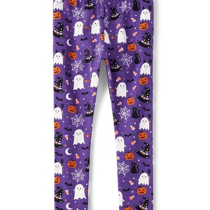 Gymboree Girls' and Toddler Fall and Holiday Leggings, Purple Cats N Ghost, 12-18 Months