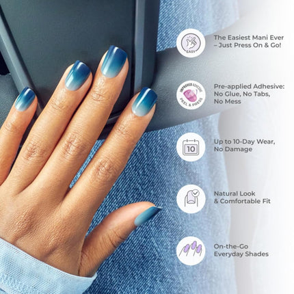 KISS imPRESS Color Gel Nail Kit, All Black, with PureFit Technology, Polish-Free Colour Mani, Includes Prep Pad, Mini File, Cuticle Stick, and 30 Fake Nails