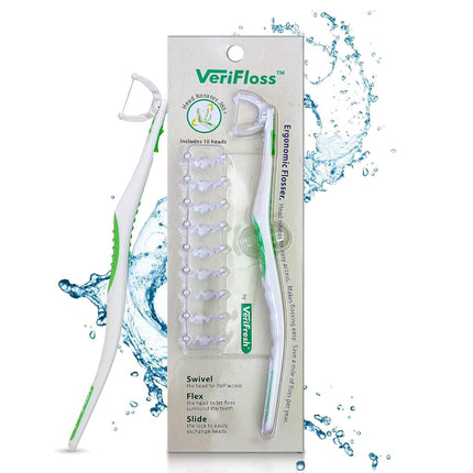 VeriFlosser Reusable Flosser/Holder + 10 Refill Pa