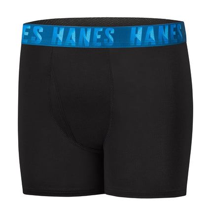 Hanes Boys Moves Breathable Boxer Brief Underwear, Performance Stretch Boxer Briefs for Boys, Moisture-Wicking, 6-pk, Black, Small