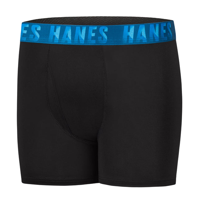 Calzoncillos bóxer transpirables Hanes Moves para niños, calzoncillos bóxer elásticos de alto rendimiento para niños, que absorben la humedad, paquete de 6, negro, grande