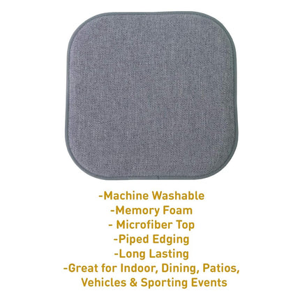 Sweet Home Collection Chair Cushion Memory Foam Pads Honeycomb Pattern Slip Non Skid Rubber Back Rounded Square 16" x 16" Seat Cover, Alexis Blue/Gray - 2 Pack