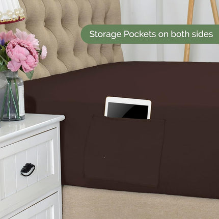 Elegant Comfort 1500 Premium Hotel Quality 18-21 Inches Deep - Extra Deep Pocket Single Fitted Sheet for High Mattress,Luxury and Softest, Smart Pocket-Wrinkle Free, California King, Chocolate Brown