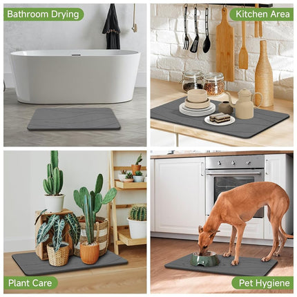 Alfombrilla de baño de piedra Liyarya, alfombrillas de baño de piedra para el baño, alfombrillas de baño antideslizantes absorbentes, alfombrilla de baño de tierra de diatomeas, secado rápido, 23.6 x 15.4
