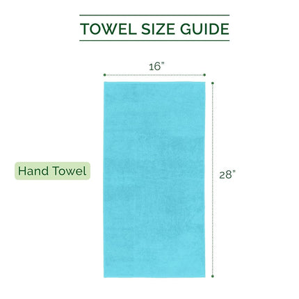 Elegant Comfort Luxury 100% Turkish Cotton Corduroy Ribbed 4 Pack Hand Towel Set 16 x 28 Inch - Absorbent, Super Soft, Quick Dry, Premium Towels for Bathroom, Gym, Spa and Hotel Use, Aqua