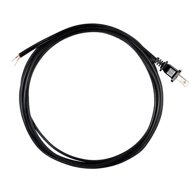 Cable de repuesto GE de 8 pies, enchufe polarizado moldeado, 2 clavijas, reparación/reemplazo para bricolaje, listado UL, negro, 54435