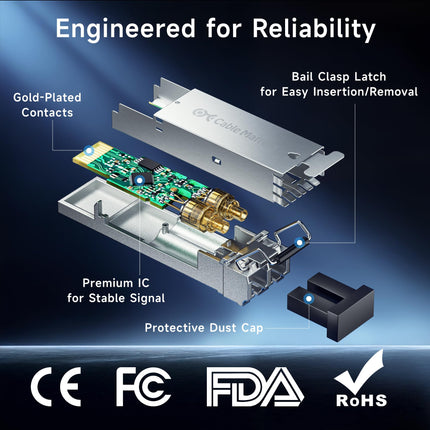 Cable Matters Lot de 2 transceivers SFP 1000BASE-SX vers LC Multimode 1G pour équipement Cisco, Ubiquiti, TP-Link, Huawei, Mikrotik, Netgear et Supermicro