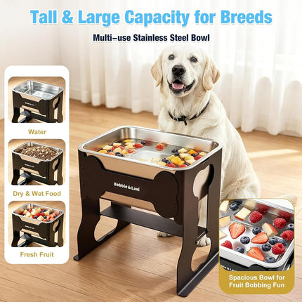 9.1 L Elevated Large Dog Water Bowl, 36CM Raised Dog Bowl with Stand for Large Breed, Full Metal Elevated Dog Bowls for Relief Joint Pressure, Easy Clean Stainless Steel Dog Bowls for Indoor Outdoor