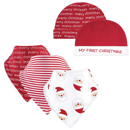 Bavoir et bandeau ou bonnet en coton unisexe pour bébé Hudson Baby, Père Noël, Taille unique
