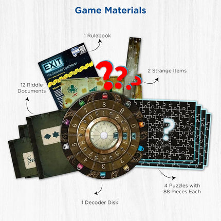 Thames & Kosmos EXIT:The Deserted Lighthouse(Includes Jigsaw Puzzle)–Card Games Adults and Kids-1–4 Players–2-3 Hours of Gameplay–Games for Family Game Night–Card Games for Ages 12+ -English , Blue
