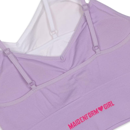Maidenform Girl's Ruched Longline Bra Bralette, paquete de 2, Delta Lavender/White, mediano