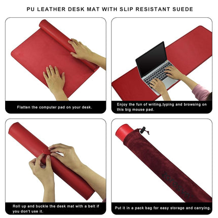 ZORESYN Large Conference Table Pads (200x90cm) - PU Leather Oversized Mouse pad Office Desk Mat - Nonslip Base and Waterproof Desktop Writing Pad Mouse Mat (Red)