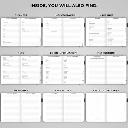 Clever Fox End of Life Planner (Black, A4 (8.5'' x 11'')), (CFELP)