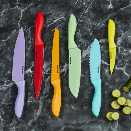 CUISINART 12-Piece Ceramic Coated Color Knife Set with Blade Guards, Multicolored