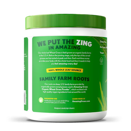 Amazing Grass Organic Wheat Grass Powder: 100% Whole-Leaf Wheat Grass Smoothie Booster, 30 Servings