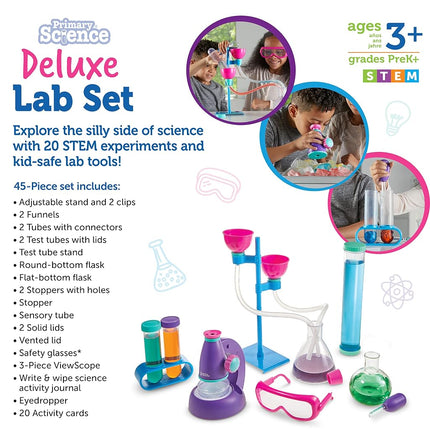 Learning Resources Primary Science Deluxe Lab Set, 45 Pieces, Ages 3+, Science Kits for Kids, Experiments for Kids, stem Toys for Kids, Sensory Tube, STEM Toys, Microscope for Kids