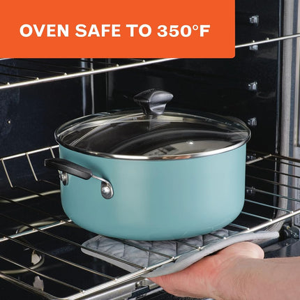 Farberware Cookware Nonstick Stockpot with Lid, 10.5 Quart, Aqua