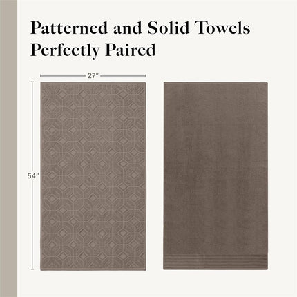 Modern Threads 6 Piece Set, 2 Bath Towels, 2 Hand Towels, 2 Washcloths Yarn Dyed Diamond Gate Jacquard Towel Set Taupe