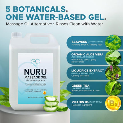 Nuru Massage Gel 5000ml, Organic Aloe Vera & Seaweed, Water Based