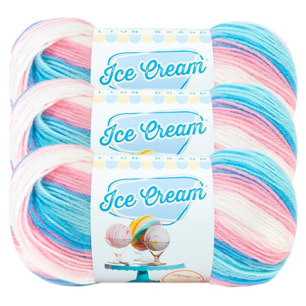 Lion Brand Yarn (3 Pack) Ice Cream Baby Yarn, Cake Batter