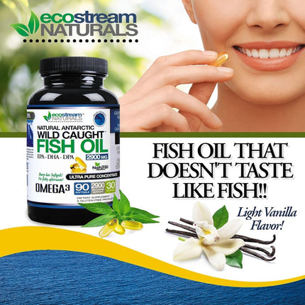 ecostream Naturals Wild Caught Omega 3 Fish Oil DPA-EPA-DHA Supplement 2,900 Milligrams - Now with Even More DPA-EPA-DHA