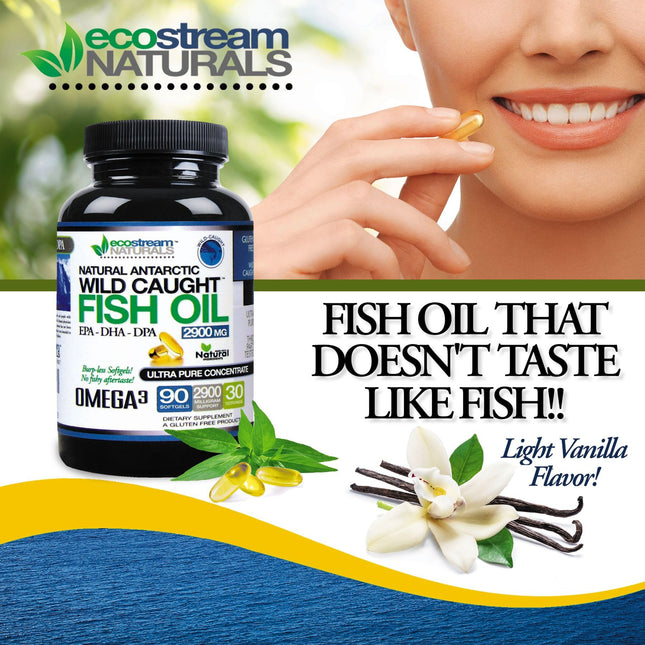 ecostream Naturals Wild Caught Omega 3 Fish Oil DPA-EPA-DHA Supplement 2,900 Milligrams - Now with Even More DPA-EPA-DHA