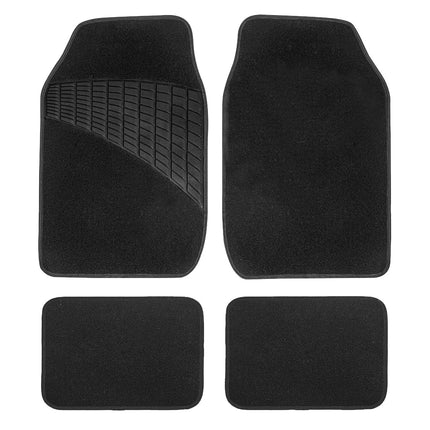 FH Group F14503 BLACK Color-Trimmed Liners Non-Slip Car Floor Mats with Rubber Heel Pad – Full Set