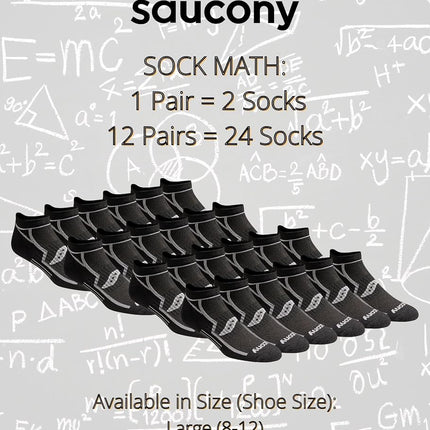 Saucony Men's Multi-pack Bolt Performance Comfort Fit No-Show Socks