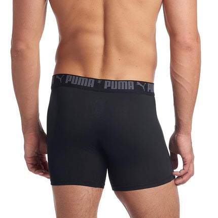 PUMA Men's 3 Pack Athletic Fit Boxer Briefs, Castlerock, L