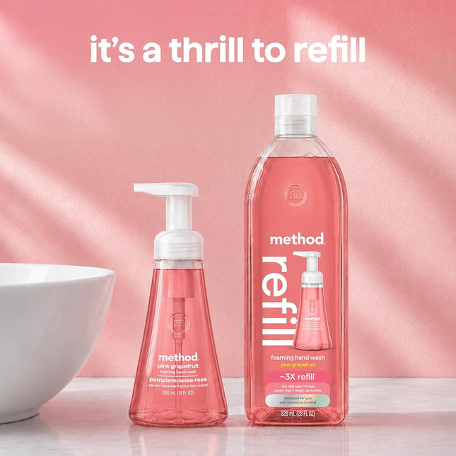 Method Foaming Hand Soap Refill, Pink Grapefruit, Recyclable Bottle, 28 oz, 4 pack