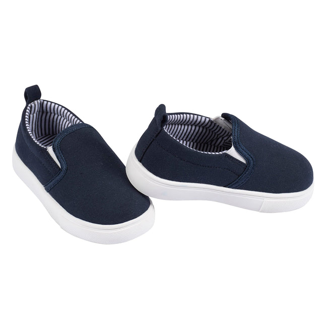 Gerber Unisex-Child Newborn Infant Toddler Boy and Girl Slip-on Sneaker Crib Shoe, Navy, 10 Toddler