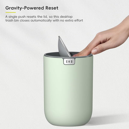 EKO 2.2L Mini Desk Bin with Swing Lid, Tabletop Rubbish Bin, Sage