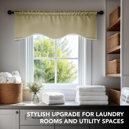 Deconovo Solid Color Rod Pocket Curtains Blackout Curtains Blackout Valance Scalloped Valance for Living Room 42x18 Inch Dark Red 1 Panel