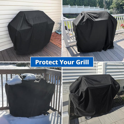 SunPatio BBQ Grill Cover 50 Inch, Outdoor Heavy Duty Waterproof Barbecue Gas Grill Cover, UV and Fade Resistant, All Weather Protection for Weber Char-Broil Nexgrill Grills and More, Black