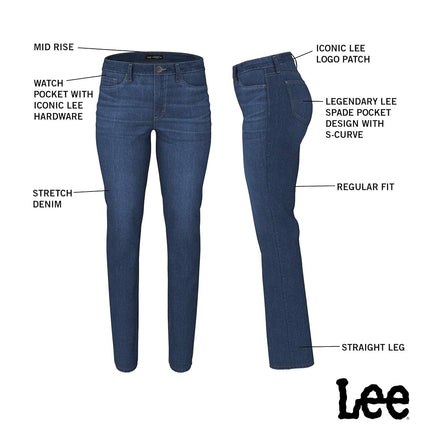 Lee Women's Legendary Mid Rise Straight Leg Jean, Tigers Eye, 22 Short