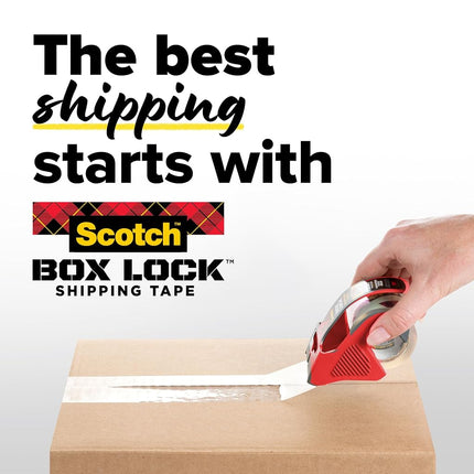 Scotch Box Lock Packaging Tape, 2 Rolls with 1 Refillable Dispenser, 1.88 in x 54.6 yd, Extreme Grip, Sticks Instantly to Any Box
