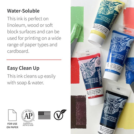 Speedball 75ml 2.5oz Water-Soluble Block Ink White, For Block Printing, Lino Printing, Screen Printing, For Artists Kit