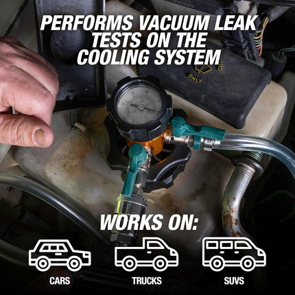 OEMTOOLS 24444 Coolant System Refiller Kit, 5 Adapters, Eliminate Trapped Air, Test Radiator and Heating Core Lines for Leaks, Vacuum Fill Coolant Tool, Vacuum Leak Tester, Multi