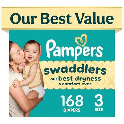 Pampers Swaddlers Diapers, Size 3 (13-26 lbs), 168