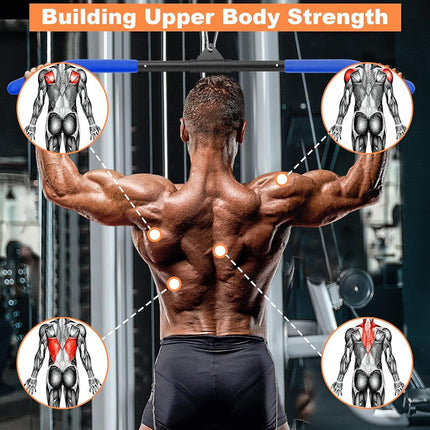 SERTT 39.37 Inch LAT Pulldown Attachments for Pulley Cable Machine, Curl Tricep Press Down Bar with Rubber Handle, LAT Pull Down Bar for Gym, Strength Workout, Muscle Building