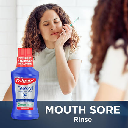 Colgate Peroxyl Mouth Sore Rinse, Mild Mint - 500mL, 16.9 fluid ounce