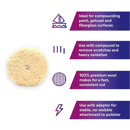 Perfect-It 3M Wool Compounding Pad, 05753, 9 in, Fast Cutting, Polishing Pad for Automotives